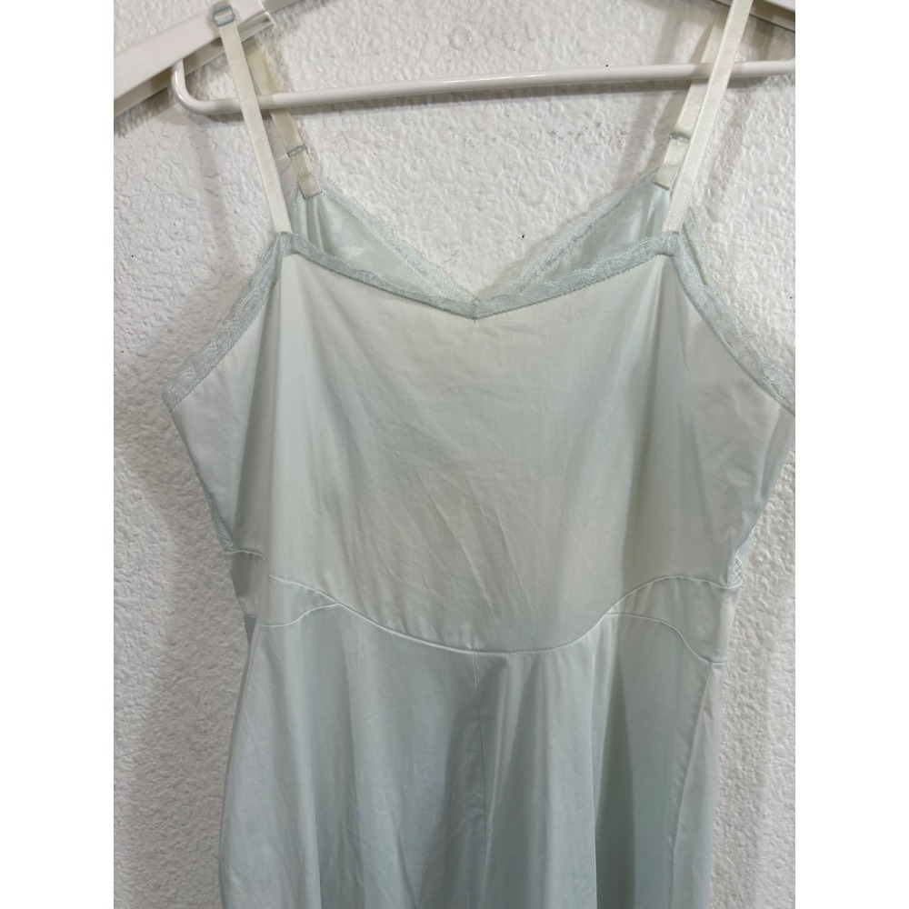 Vintage Tricot All Nylon Blue Lace Lingerie Slip Dress Size 34 S - Picture 9 of 10